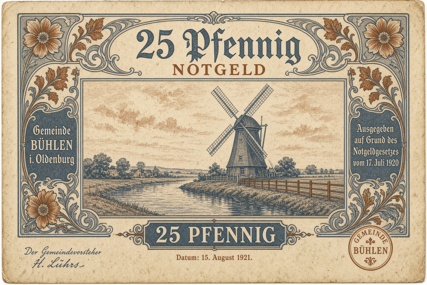 Seriebiljet met molen
